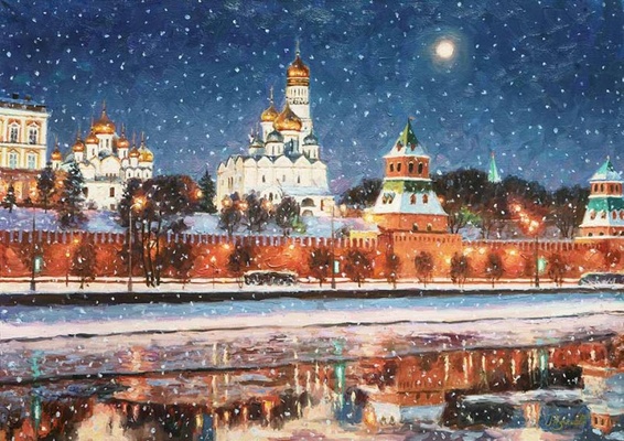 В лунном сиянии снег серебрится - картина И.В.Разживина