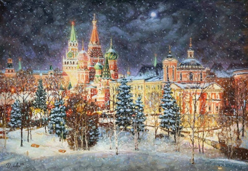 Новогодняя сказка - московский пейзаж И.В.Разживина