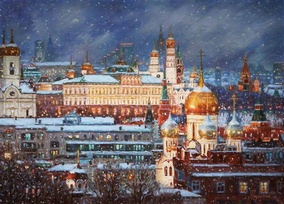 Магия заснеженной Москвы - картина И.В.Разживина