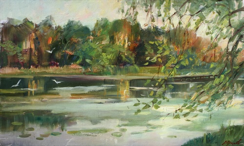 Вечерний пруд картина В.Ю.Екимова