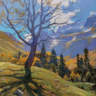 Осенний полдень - картина А.И.Бабича, горный пейзаж