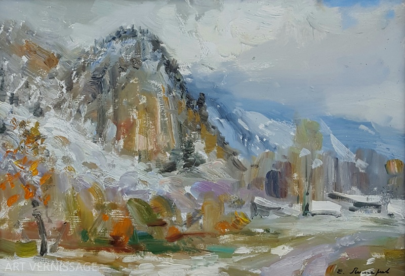 Теберда, первый снег - картина Е.П.Лимарева