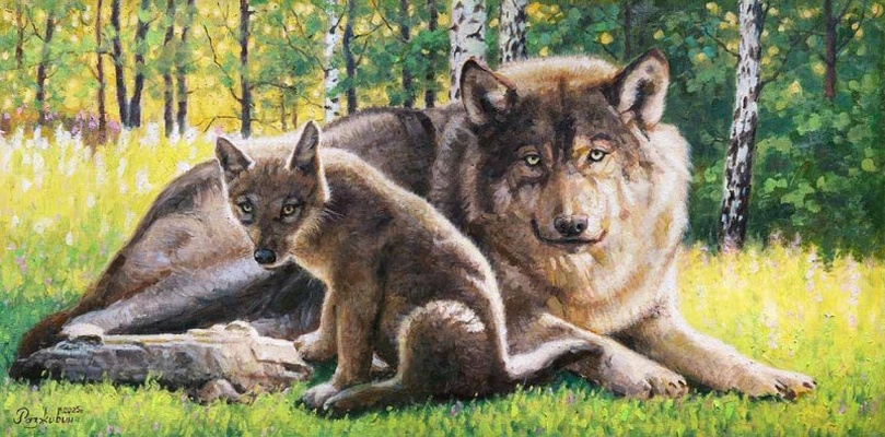 Обитатели леса - картина И.В.Разживина