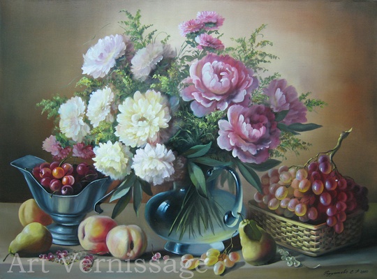 Цветы и фрукты картина С.Ф.Годустовой