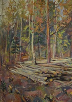 Дрова в лесу- картина Ю.П. Лежникова