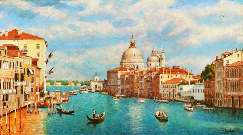 Старинный город на воде - картина И.В.Разживина