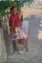 Девочка у калитки - картина А.П.Фирсова