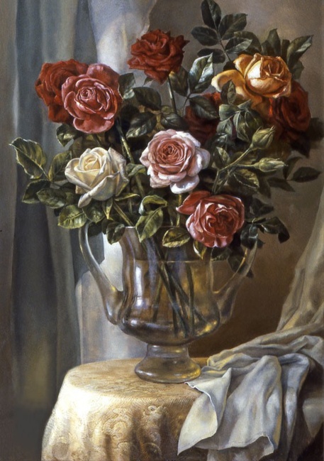 Розы, освещенные солнцем - репродукция картины М.А.Сатарова