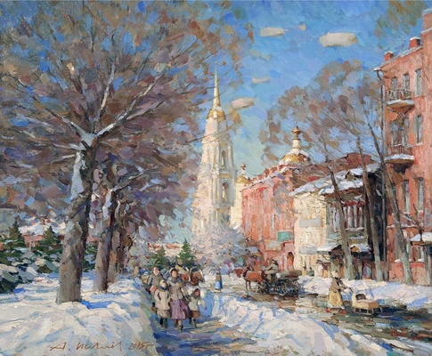 Зима на Казанской - картина А.В.Шевелева