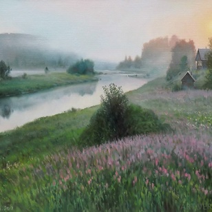 Деревенское утро - картина В.Н.Палачева