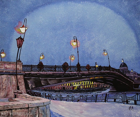 Москва, Лужков мост - картина А.А.Аронова