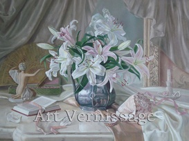 Натюрморт с лилиями. Картина А.Б.Ефремова