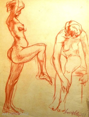 Две женские фигуры - картина Ю.П.Лежникова