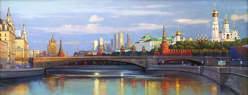 Утро в Москве - городской пейзаж М.В.Ланчака