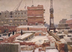 Город строится - картина А.П.Фирсов