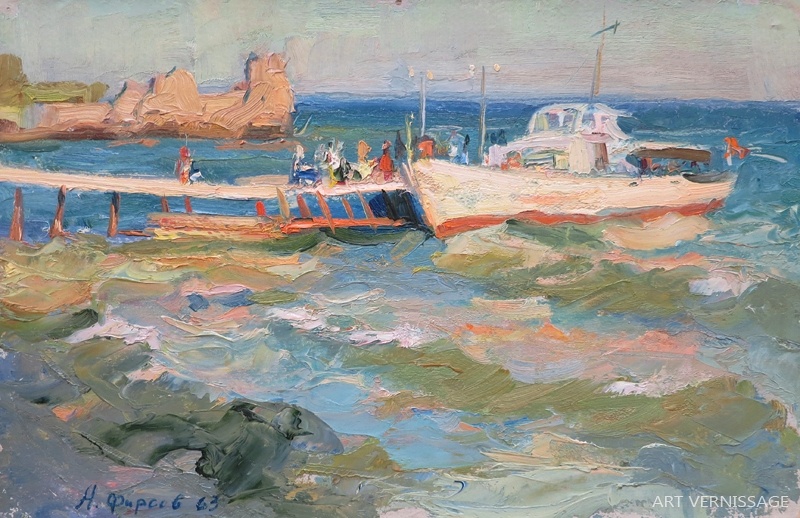 Баркас на пристани - картина А.П.Фирсова