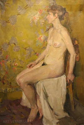 Модель, сидящая на стуле - картина А.П.Фирсова