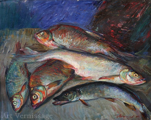Натюрморт с рыбой - картина Ю.П.Лежникова