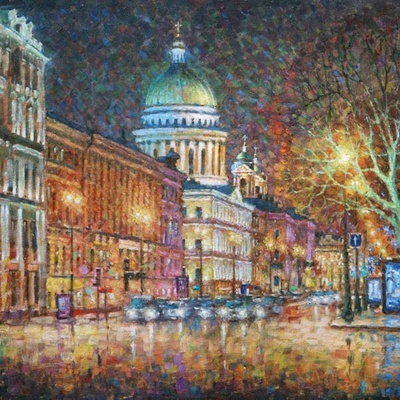 Городской пейзаж, купить картину городской пейзаж маслом, интернет магазин Арт Вернисаж