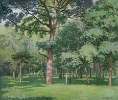 Старый дуб - картина Н.В.Водолазского, летний пейзаж