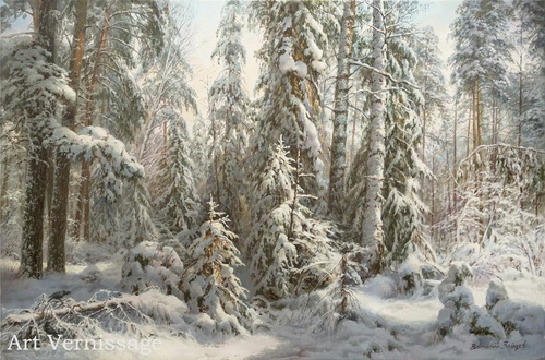 Зима в лесной чаще - картина В.Г.Зайцева