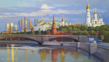 Раннее утро в Москве - картина М.В.Ланчака, пейзажи Москвы