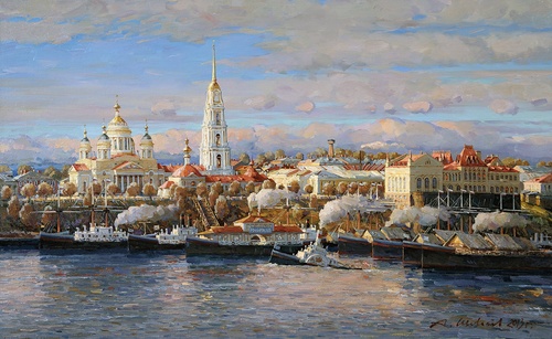 Собор и Биржа. Осень. Художник А.В.Шевелев