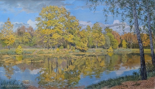 Осенний пруд - картина А.Б.Ефремова