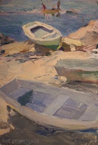 Лодки в солнечных  лучах - картина А.П.Фирсова