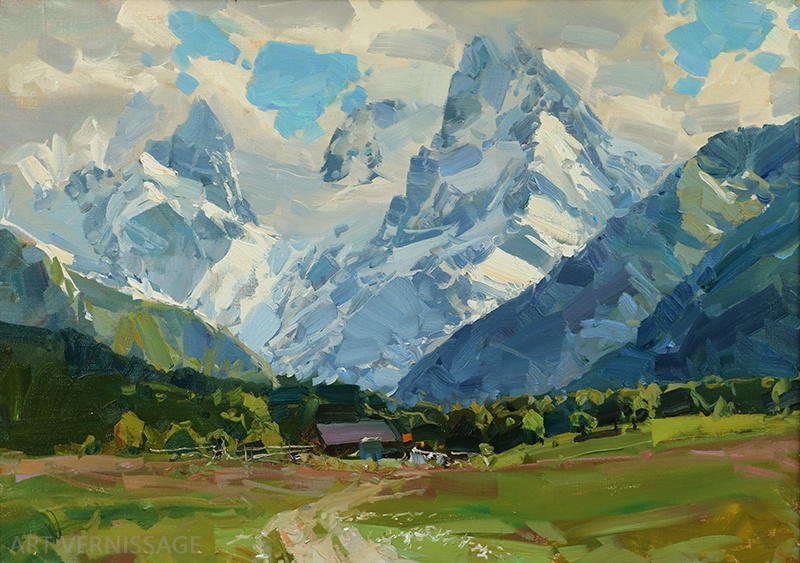 Горы в облаках - картина А.И.Бабича