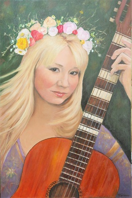 Девушка с гитарой художник Л.А.Дугина