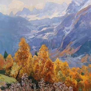 Осенний день у ледника - картина А.И.Бабича, горный пейзаж