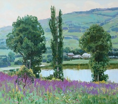 Тополя у пруда - картина А.И.Бабича
