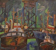 Калиниградский порт, зеленый день - картина Т.И.Белотеловой