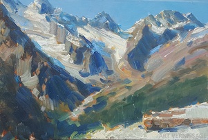 Домбай высота 2877 м - картина Е.П.Лимарева