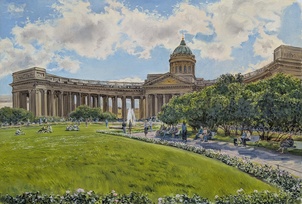 Облака над Казанским собором - картина А.Б.Ефремова