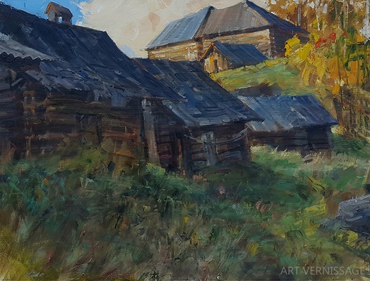 Бани в деревне Угол - картина Е.П.Лимарева