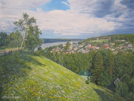 Летний день в Плёсе - картина А.Б.Ефремова