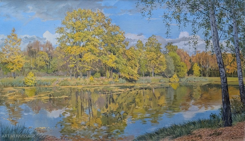 Осенний пруд - картина А.Б.Ефремова