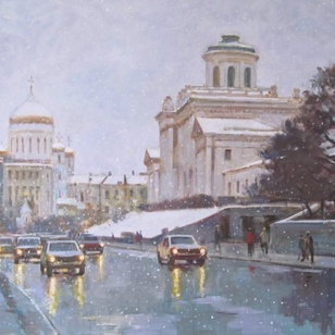Зима, Моховая улица - картина В.А.Лаповка