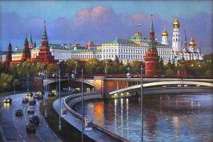 Москва. Вечер над Кремлем картина М.В.Ланчака