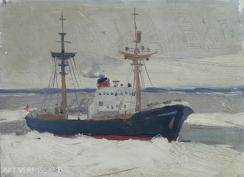 Ледокол в Арктике - картина Ю.П.Лежникова
