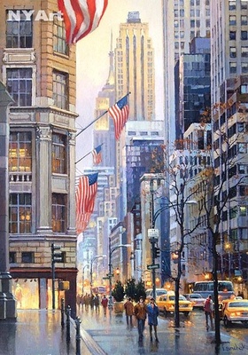 Нью-Йорк. 5-я авеню, картина М.В.Ланчака