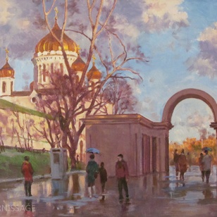 На бульваре весна - картина В.А.Лаповка