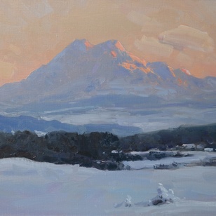 Эльбрус зимним вечером - картина А.И.Бабича