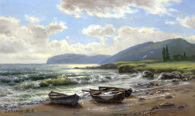 Лодки репродукция картины М.А.Сатарова