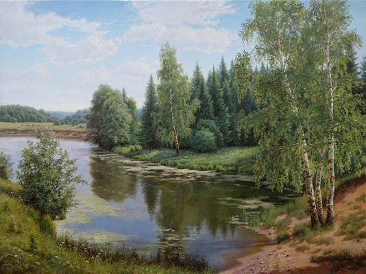 Полдень на озере - картина В.В.Потапова