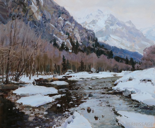 Домбай, река Теберда - картина А.И.Бабича