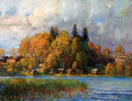 Вечер у озера - картина А.В.Шевелева