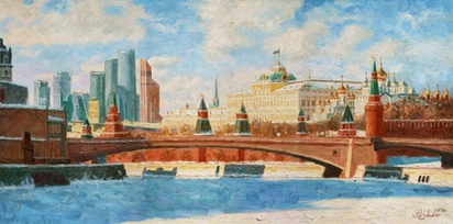 Вид на Большей Кремлевский дворец - картина И.В.Разживина